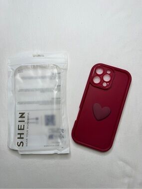 SHEIN Deep Red Heart Silicone iPhone Case 16 Pro Max